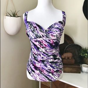 Gathered Purple One Piece Swimsuit